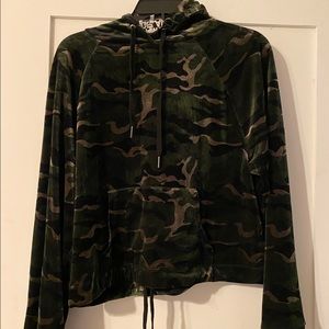 Pam & Gela velvet camo hooded sweatshirt